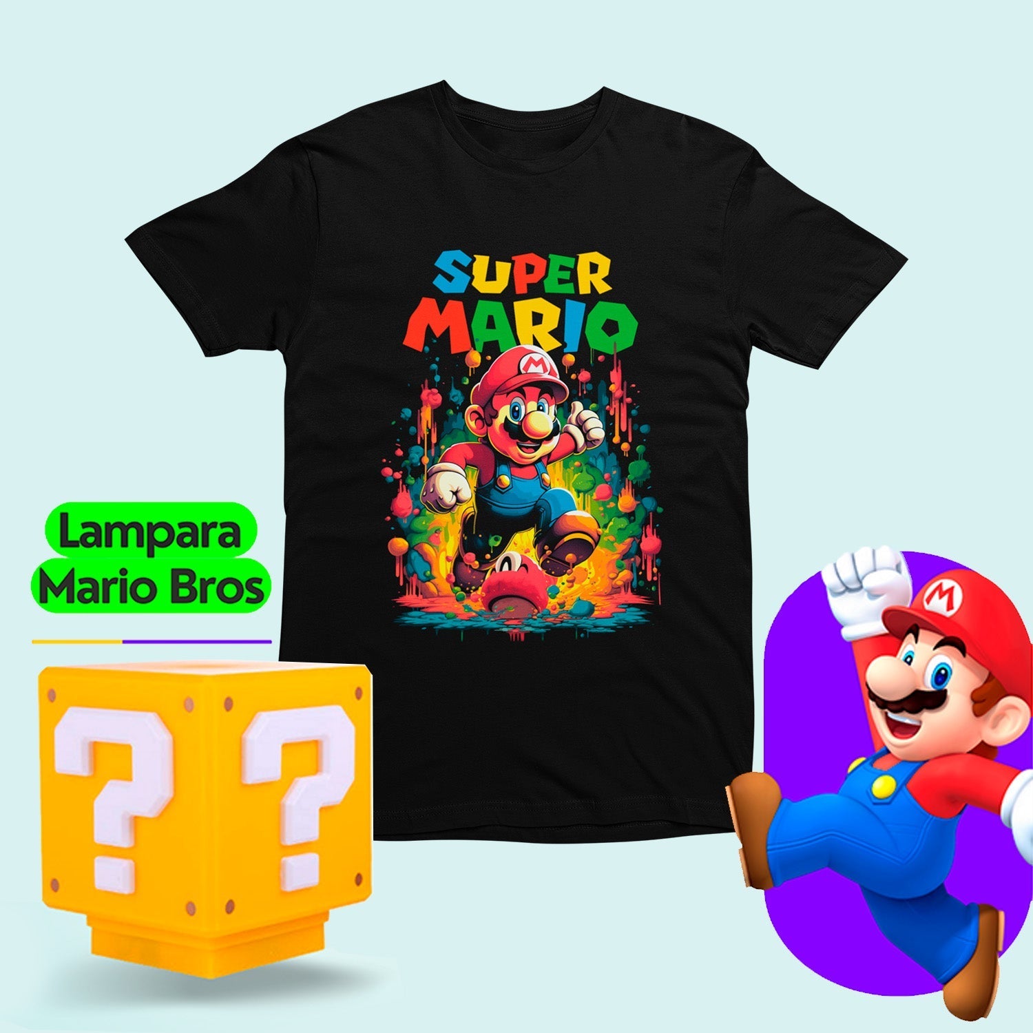 Lampara Cubo de Mario Bros™ + Polo de Algodón